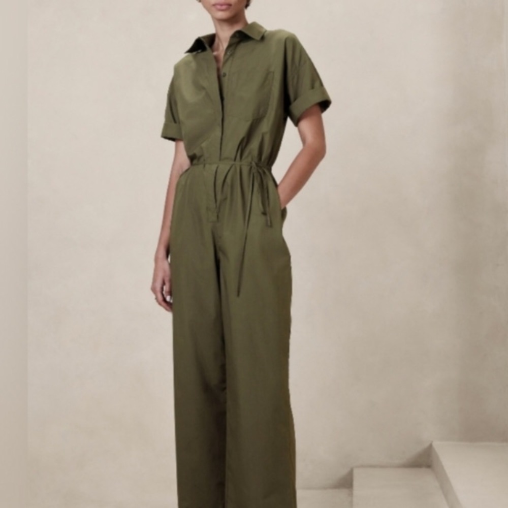 Banana Republic Olive Utility Jumpsuit